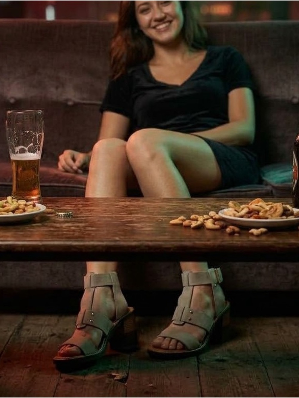 Chloé Strappy Block Heel Sandals in Brown & Gray